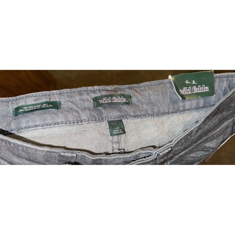 Wild Fable High Rise Baggy Wide Leg Shiny Jeans Silver Metallic Size 2/31.5 - Picture 7 of 7